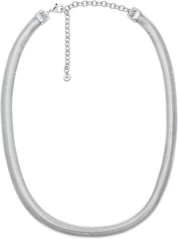 Michael Kors Brass and Pavé Crystal MK Logo Pendant Necklace for Women, Color: Silver (Model: MKJ7977931) in Saudi Arabia