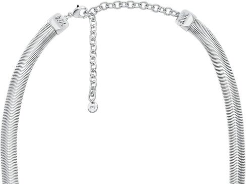 Michael Kors Brass and Pavé Crystal MK Logo Pendant Necklace for Women, Color: Silver (Model: MKJ7977931) in Saudi Arabia