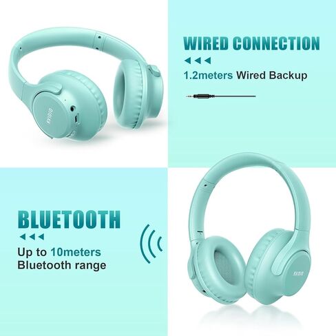 KVIDIO Bluetooth Headphones Wireless Over Ear Headsets 65H Playtime | Deep Bass, HiFi Stereo, Bluetooth 6.0, Microphone, Comfortable Fit, Foldable, Lightweight, Low Latency for Travel Home Office in Kuwait