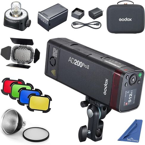 Godox AD200Pro Pocket Flash,200Ws 2.4G Flash Strobe Monolight,Outdoor Speedlite TTL 1/8000 HSS, Bare Bulb Flash Head with 2900mAh Lithium Battery Lightweight Compact in Saudi Arabia