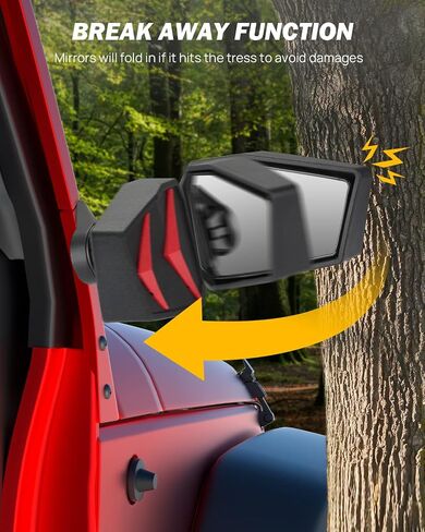 Mirrors Doors Off Compatible with Wrangler, QMPARTS No Vibrate & Wobble Side View Mirrors, Easy-Install Doorless Side Quick Release Mirror for Safe Doors Off Driving for Wrangler JK JKU 2007-2018 in Kuwait