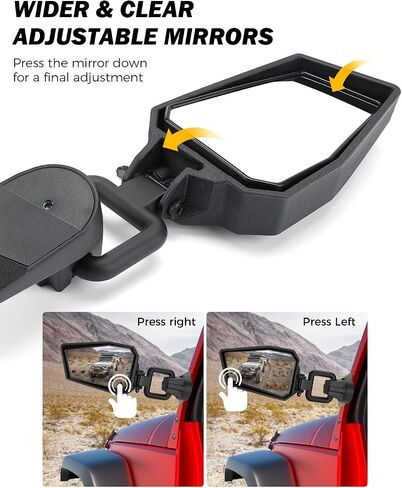 Mirrors Doors Off Compatible with Wrangler, QMPARTS No Vibrate & Wobble Side View Mirrors, Easy-Install Doorless Side Quick Release Mirror for Safe Doors Off Driving for Wrangler JK JKU 2007-2018 in Kuwait