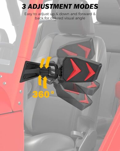 Mirrors Doors Off Compatible with Wrangler, QMPARTS No Vibrate & Wobble Side View Mirrors, Easy-Install Doorless Side Quick Release Mirror for Safe Doors Off Driving for Wrangler JK JKU 2007-2018 in Kuwait