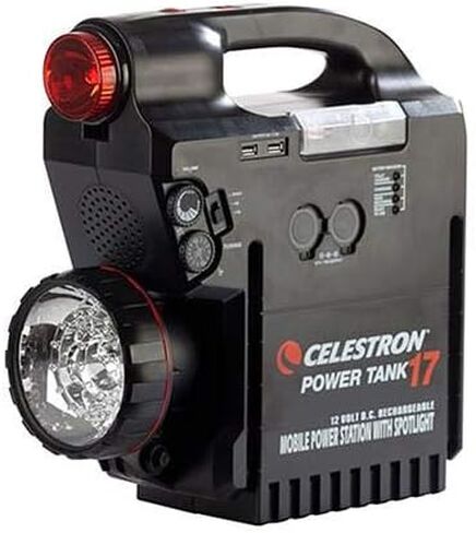 Celestron – PowerTank 17 Telescope Battery – Rechargeable Portable 12V Power Supply for Computerized Telescopes – 204 Wh Power – Built–in AM/FM Radio, Siren, 2 USB Ports, Cigarette Lighter Adapter in Saudi Arabia