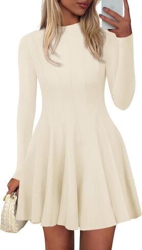 Prettygarden Fall Dresses for Women Elegant Symy 2025 Disual Long Sleeve Swing a Line Shulk Short Homecoming Party Bress in Saudi Arabia