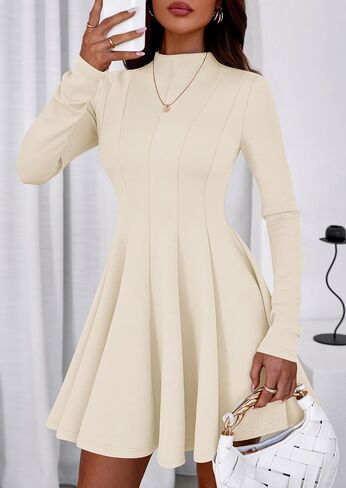 Prettygarden Fall Dresses for Women Elegant Symy 2025 Disual Long Sleeve Swing a Line Shulk Short Homecoming Party Bress in Saudi Arabia