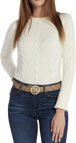 GUESS Women's Long Sleeve Round Neck Denise Cable Sweater in Saudi Arabia