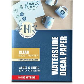 Hayes Paper, Waterslide Decal Paper for INKJET CLEAR 20 Sheets Premium Water-Slide Transfer Paper, A4 Size, 8.25 x 11.7 Inch in Saudi Arabia
