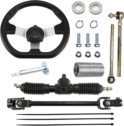 PRO BAT 300mm Steering Wheel Steel Kit 420mm Gear Rack Pinion Adjustable Shaft Set Replacement for Go Kart Go Cart ATV UTV 110cc 125cc 140cc 150cc in Kuwait