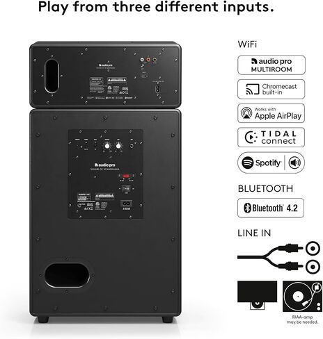 أوديو برو درومفاير MKII مكبر صوت لاسلكي | مكبر صوت بلوتوث عالي الدقة متعدد الغرف مع مدخل RCA وواي فاي (2.4 و5 جيجا هرتز) | متوافق مع Chromecast وAirPlay2 وSpotify Connect المدمج | رمادي in Kuwait