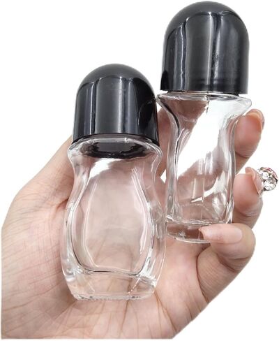 YYNGJCK قطعتان من الزجاجات الدوارة للزيوت العطرية، زجاجات العطور الدوارة، حاويات مزيل العرق الفارغة، زجاجات الكرة الدوارة لمستحضرات التجميل العطرية (50 مل/1.69 أونصة) in Kuwait