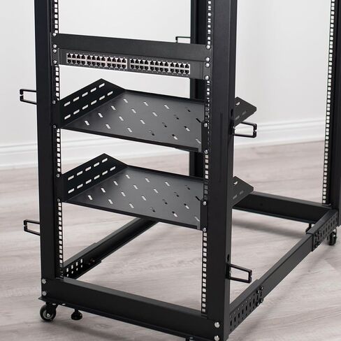 VIVO 12U Freestanding Open Frame Server Rack, 22 to 40 inch Adjustable Depth, Mobile Cart for Servers and Networking AV Equipment, Black, CART-SR12U in Kuwait