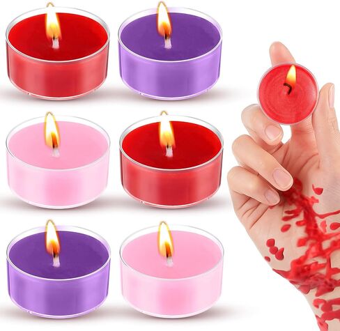6 Pcs Low Temperature Candles, Romantic Body Safe Wax Play Candles, Low Heat Smokeless Unscented Tea Lights for Anniversaries, Home Decor(Red,Heart) in Saudi Arabia