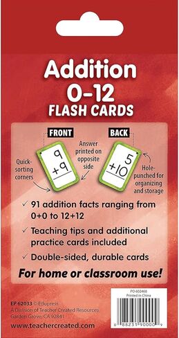 Teacher Created Resources Addition 0-12 Flash Cards (EP62033) in Saudi Arabia