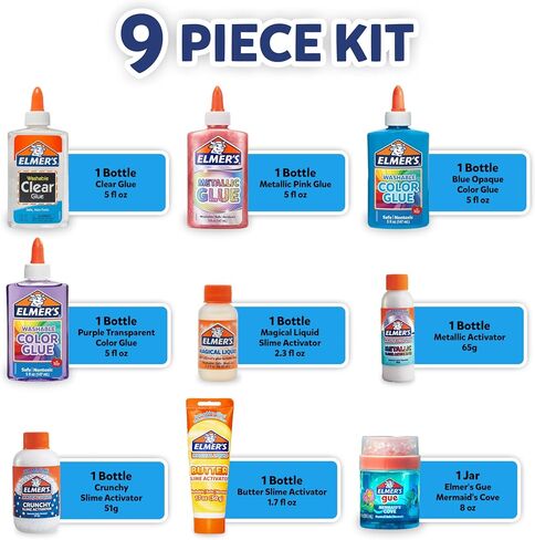 Elmer’s Celebration Slime Kit, Slime Supplies Include Assorted Magical Liquid Slime Activators and Assorted Liquid Glues, 10 Count in Saudi Arabia