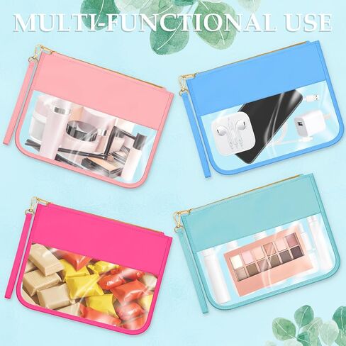10 Pcs Nylon Makeup Bag Nylon Cosmetic Bag DIY Chenille Letter Bag Waterproof Toiletry Bag Transparent Zipper Pouches Nylon Makeup Bag PVC Flat Pouch for Women Girls (Multicolor) in Saudi Arabia