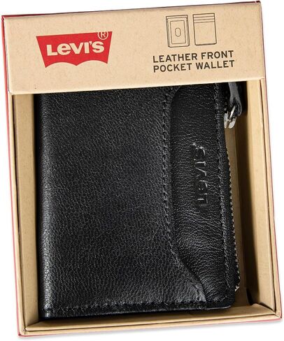 محفظة جيب أمامي مغناطيسية بشعار RFID منقوشة للرجال من Levi، باللون الأسود in Kuwait