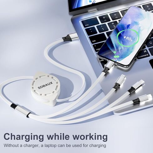 SDBAUX Retractable Multi USB Charging Cable 3A 4 in1 Fast Charger Connector with Dual Phone Type C Micro USB Port Cord,Compatible Tablets Smart Phone and More (2Pack/3.3ft) in Kuwait