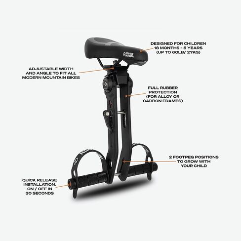 SHOTGUN Kids Bike Seat for Mountain Bikes | Front Mounted Bicycle Seats for Children 2-5 Years (up to 48 Pound) | Compatible with All Adult MTB | Easy to Install in Saudi Arabia