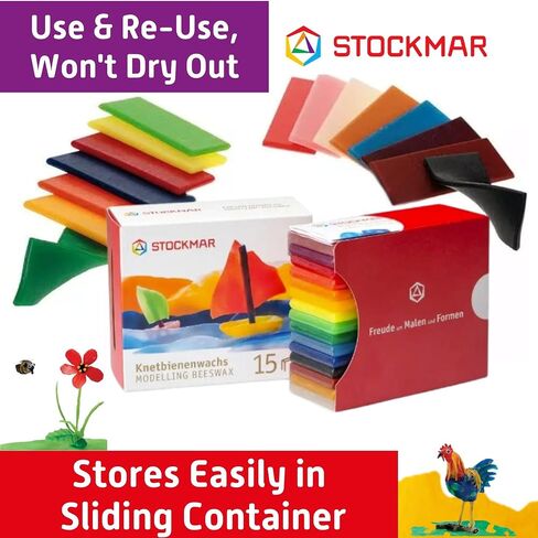 Stockmar Modeling Beeswax - 3 Assorted Pieces Red Yellow Blue in Saudi Arabia