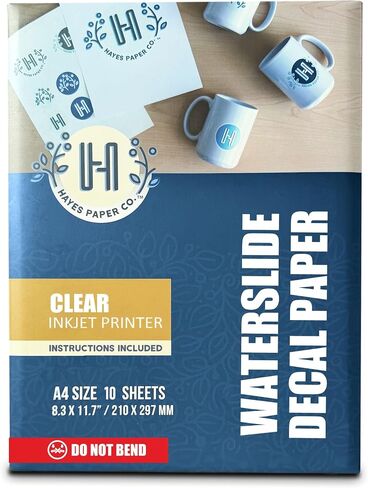 ورق Hayes، ملصق مائي منزلق مائي INKJET CLEAR 20 ورقة ممتازة لنقل شريحة مائية شفافة قابلة للطباعة مقاس A4 in Kuwait