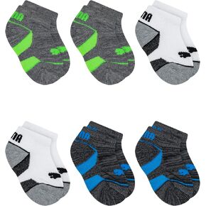 PUMA Baby 6 Pack No Show Socks, Gray/Green, 2-4T in Kuwait