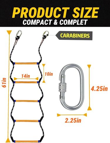MVBouresu Boat Rope Ladder, Heavy Duty Climbing Rope 400Lbs Strength, 14mm Reinforced Polyester Line, Rigid Resin Step Design, Outdoor Ladder for Inflatable Boat, Kayak, Motorboat, Canoeing (4 Step) in Kuwait