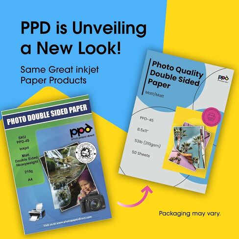 PPD 50 Sheets Inkjet Glossy Double Sided Photo Paper 8.5x11" 49lbs. 180gsm 9.9mil - Instant Dry and Water-Resistant (PPD044-50) in Kuwait