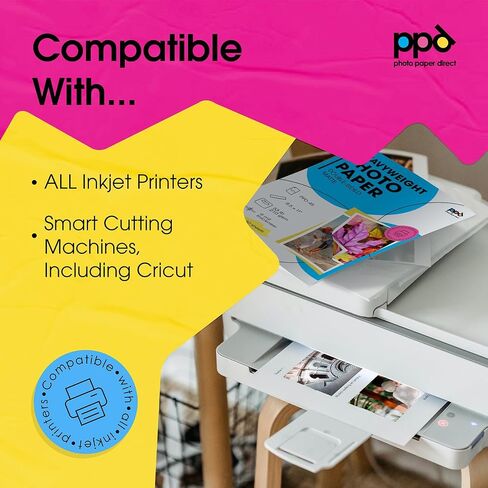 PPD 50 Sheets Inkjet Glossy Double Sided Photo Paper 8.5x11" 49lbs. 180gsm 9.9mil - Instant Dry and Water-Resistant (PPD044-50) in Kuwait