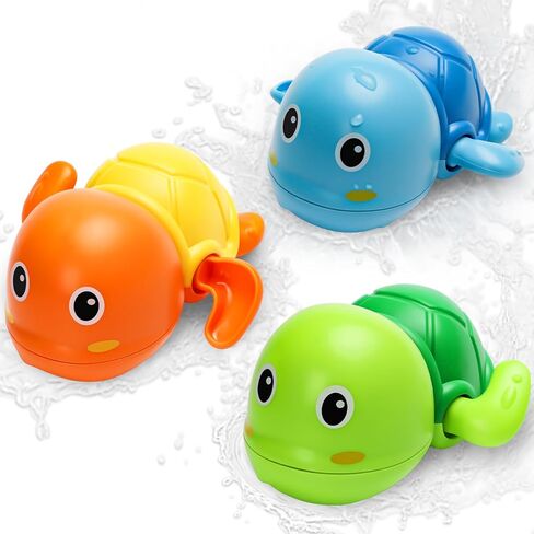 TOHIBEE Bath Toys, 3 Pack Cute Swimming Turtle Bath Toys for Toddlers 1-3, Floating Wind Up Toys for 1 Year Old Boy Girl, New Born Baby Bathtub Water Toys, Preschool Toddler Pool Toys in Saudi Arabia