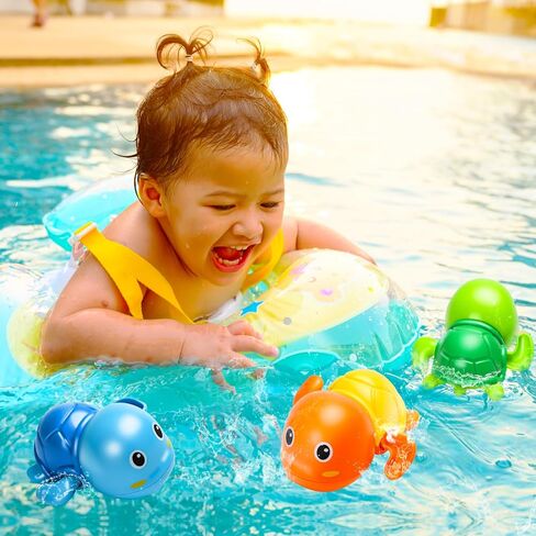TOHIBEE Bath Toys, 3 Pack Cute Swimming Turtle Bath Toys for Toddlers 1-3, Floating Wind Up Toys for 1 Year Old Boy Girl, New Born Baby Bathtub Water Toys, Preschool Toddler Pool Toys in Saudi Arabia
