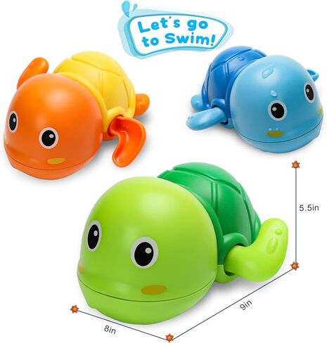 TOHIBEE Bath Toys, 3 Pack Cute Swimming Turtle Bath Toys for Toddlers 1-3, Floating Wind Up Toys for 1 Year Old Boy Girl, New Born Baby Bathtub Water Toys, Preschool Toddler Pool Toys in Saudi Arabia
