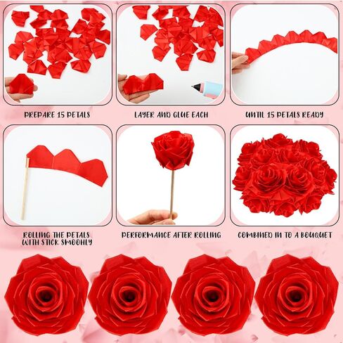 Hoteam 429 PCS Premade Satin Resin Petals Half Live Witted Three Color Eternal Rose Diy Flowers Pouletts Florlasting Floral for Birthday Wedding Anniversary (Bean Pink ، Bink Pink ، Champagne) in Saudi Arabia