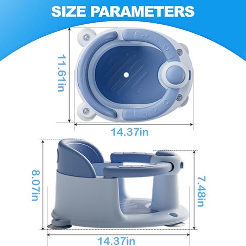 مقعد استحمام للأطفال من Trankerloop للأطفال من عمر 6 أشهر فما فوق، مقعد حمام للأطفال غير قابل للانزلاق للأطفال وحديثي الولادة، مقعد استحمام للجلوس للطفل، رمادي in Kuwait