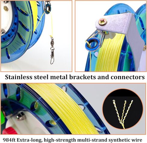 Kite String with Reel, Kite String Reel Winder, 8inches Dia Includes 1000ft (70LBS) High Strength Kite String, Kite String Spool for Kids and Adults in Kuwait