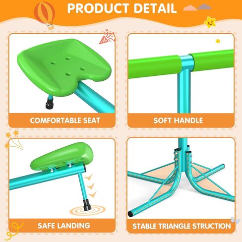 Amictoy Seesaw, Sit and Spin Teeter Totter, 100 Lbs Heavy Duty 2023 Upgraded Model, Kids Outdoor Playground Equipment, Outside Toys Set, Swiveling 360 Degrees Rotating for Kids 4-8 Safety Certified in Kuwait
