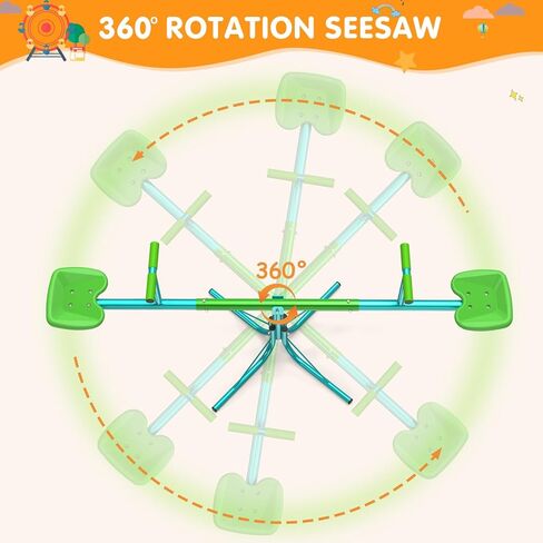 Amictoy Seesaw, Sit and Spin Teeter Totter, 100 Lbs Heavy Duty 2023 Upgraded Model, Kids Outdoor Playground Equipment, Outside Toys Set, Swiveling 360 Degrees Rotating for Kids 4-8 Safety Certified in Kuwait