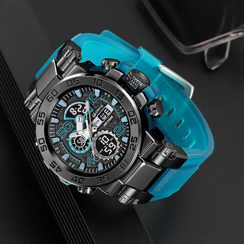 MASTOP Men's Watch Rainbow Color Watches Analog Digital 5ATM Waterproof High Contrast Black Brilliant White Watch Raise Hand Backlight Outdoor Military Watch in Saudi Arabia
