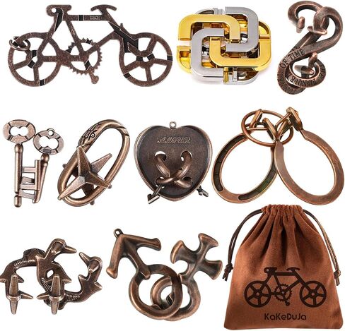 Brain Teaser Puzzles for Adults Metal Wooden Brain Teaser Puzzle 16pcs Logic Metal Puzzle for Adult Kid Toy Lock Puzzles Gift for Adults Teenagers in Saudi Arabia