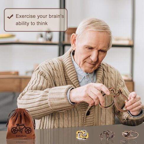 Brain Teaser Puzzles for Adults Metal Wooden Brain Teaser Puzzle 16pcs Logic Metal Puzzle for Adult Kid Toy Lock Puzzles Gift for Adults Teenagers in Saudi Arabia