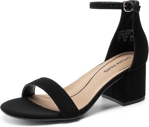 DREAM PAIRS Women's Comfort Low Block Heel Sandals | Chunky Heel Sandals, Open Toe Ankle Strap Dress Shoes, Comfortable Wedding Heels for Party, Prom and Formal Events in Saudi Arabia