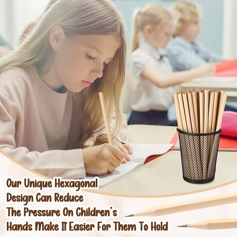 Fumete 100 Pieces Wooden Pencils Bulk Hexagonal Grip Pencils HB Graphite Pencil Pack Natural Wood Pencils for Back to School Classroom Office Supplies in Kuwait
