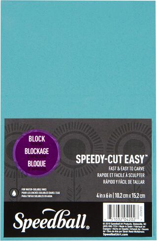 Speedball 4202 Speedy-Cut Easy Block Printing Carving Block – Soft Rubber-Like Material, Blue, 4 x 6 Inches in Kuwait