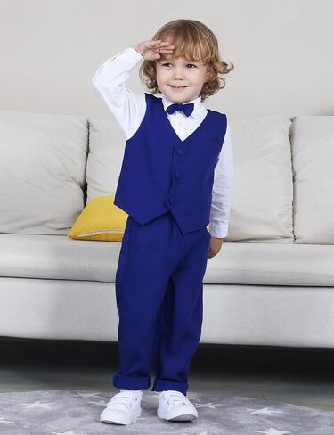 A&J DESIGN Baby Toddler Boys Gentleman Suit Set, 3pcs Outfits Shirts & Vest & Pants in Saudi Arabia