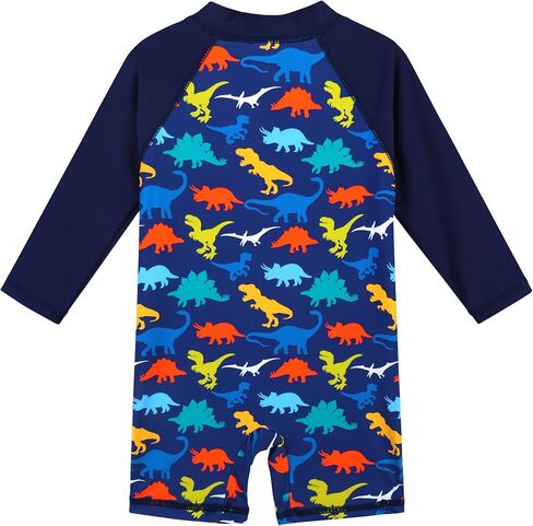 HUAANIUE Toddler Boy Swimsuit Rashguard One-Piece Swimwear 0-6 Years | UPF 50+ sun protection, front zipper with chin guard, 4-way stretch quick-dry fabric, flatlock seams anti-chafing in Kuwait