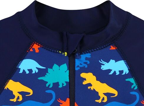 HUAANIUE Toddler Boy Swimsuit Rashguard One-Piece Swimwear 0-6 Years | UPF 50+ sun protection, front zipper with chin guard, 4-way stretch quick-dry fabric, flatlock seams anti-chafing in Kuwait
