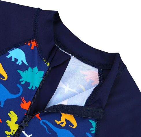 HUAANIUE Toddler Boy Swimsuit Rashguard One-Piece Swimwear 0-6 Years | UPF 50+ sun protection, front zipper with chin guard, 4-way stretch quick-dry fabric, flatlock seams anti-chafing in Kuwait