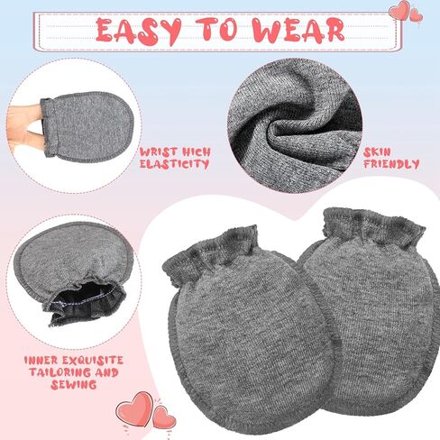 9 Pairs Newborn Baby Boys Girls Mittens 0-6 Months Infant Toddler Mittens No Scratch Solid Color Gloves in Kuwait