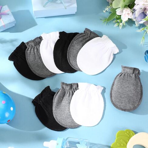 9 Pairs Newborn Baby Boys Girls Mittens 0-6 Months Infant Toddler Mittens No Scratch Solid Color Gloves in Kuwait