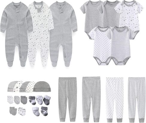 MAMIMAKA Newborn Layette Gift Set 27-Piece Baby Girl Clothes Bodysuits, Pants Essentials and Accessories 0-12Months in Saudi Arabia